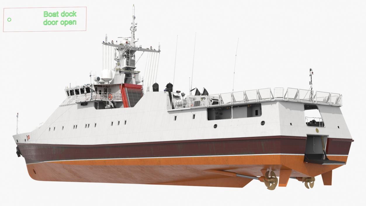 3D model Coast Guard Ship Rigged 2