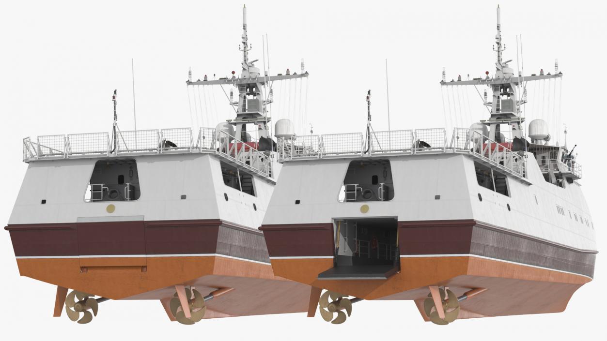 3D model Coast Guard Ship Rigged 2