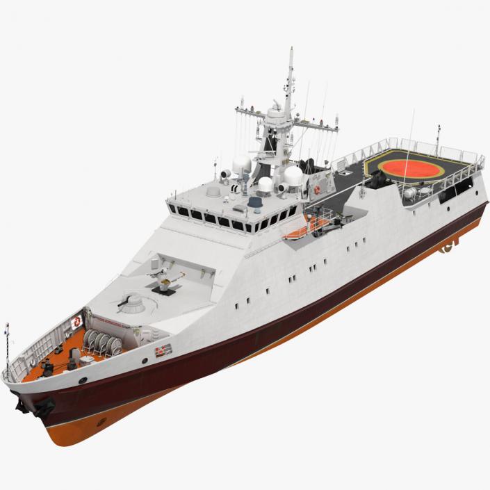 3D model Coast Guard Ship Rigged 2