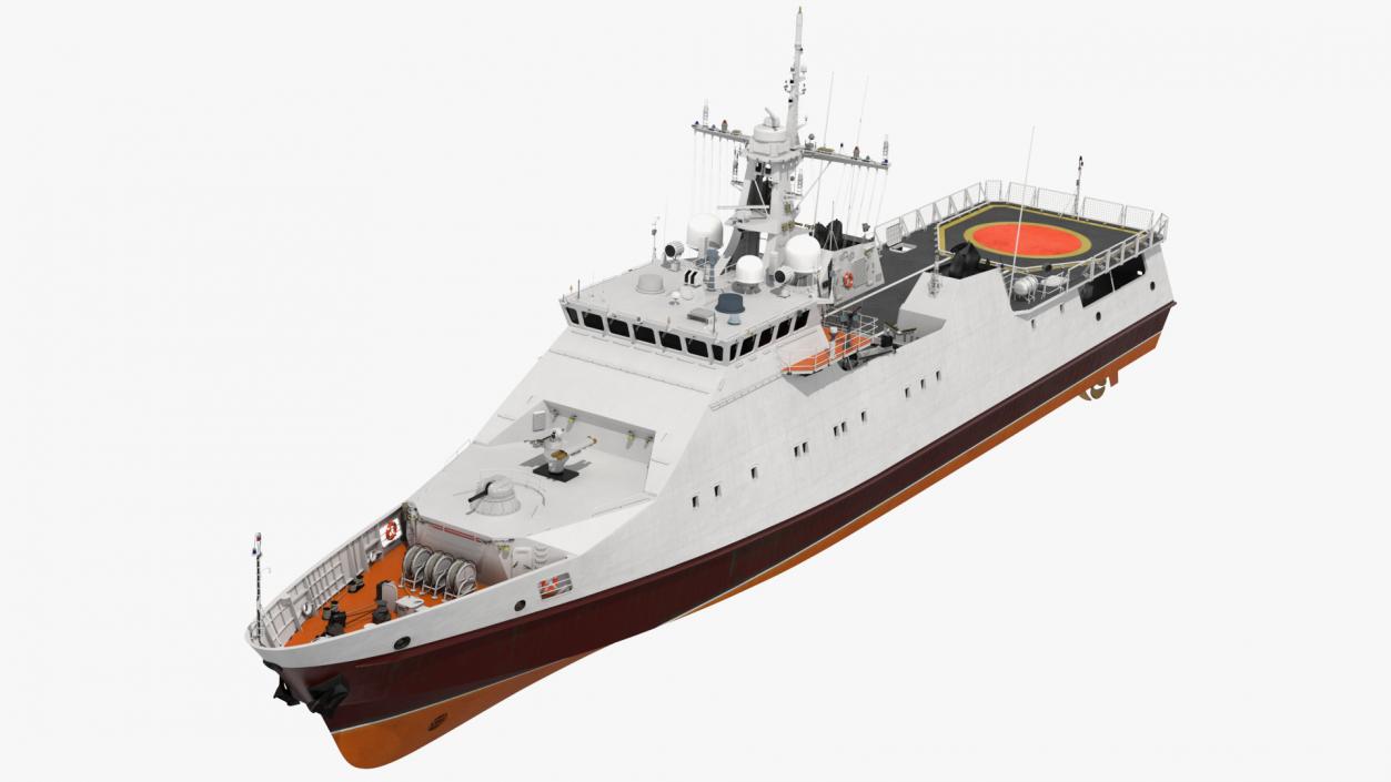 3D model Coast Guard Ship Rigged 2