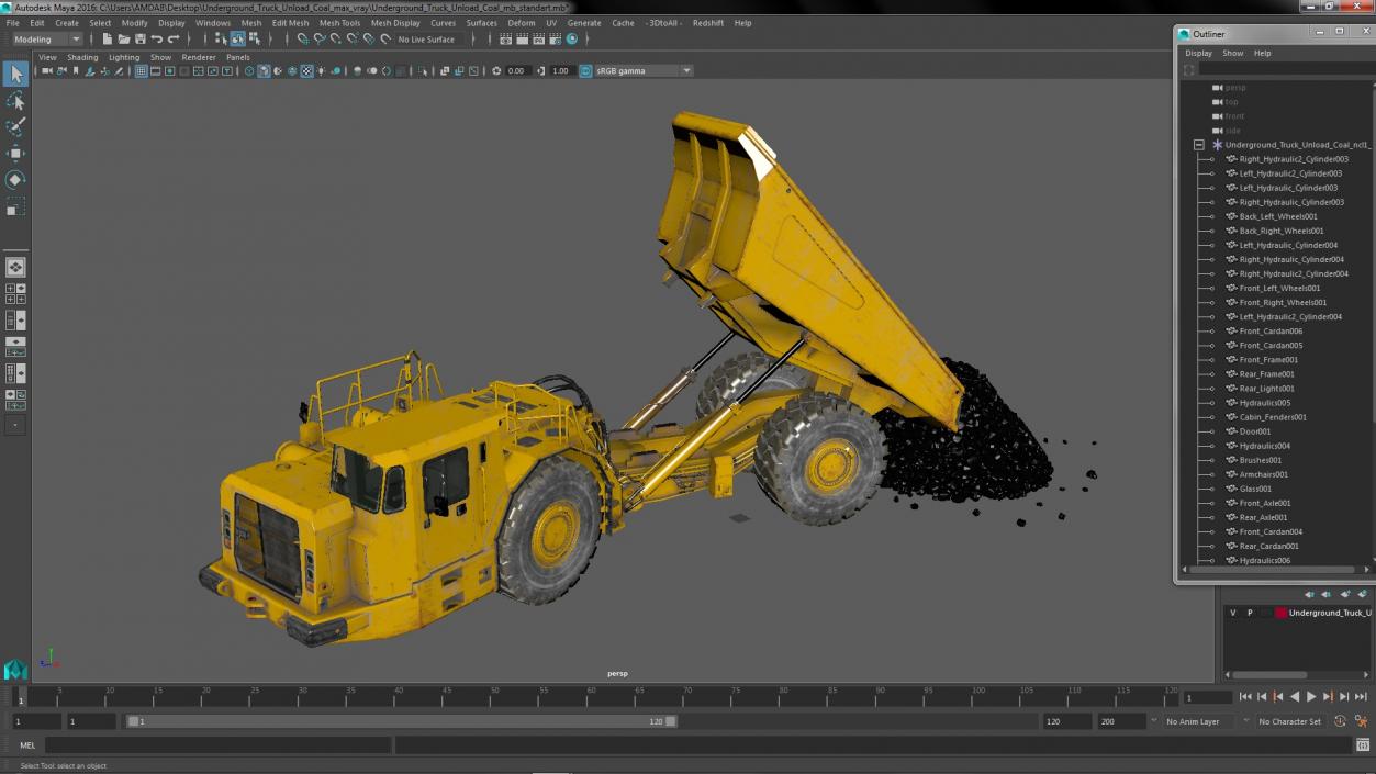 Underground Truck Unload Coal 3D model