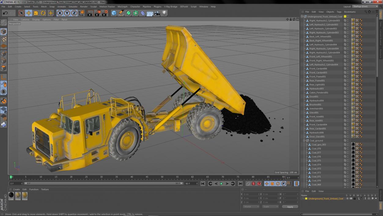 Underground Truck Unload Coal 3D model