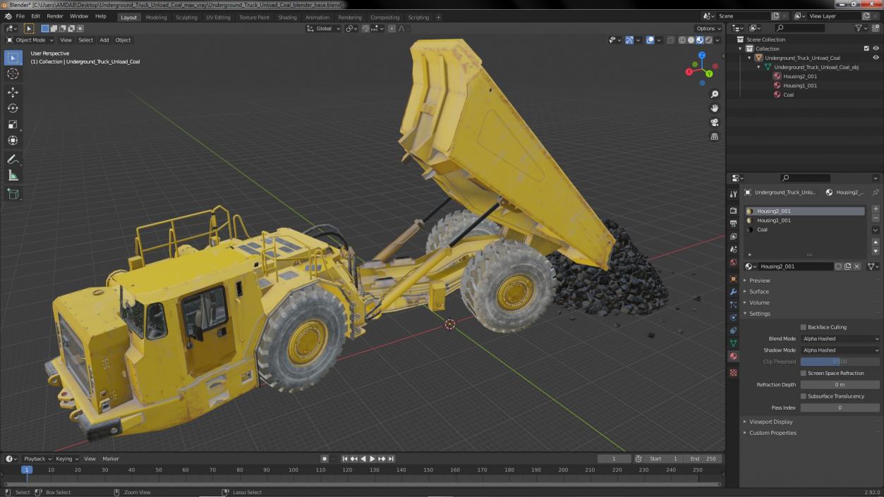 Underground Truck Unload Coal 3D model