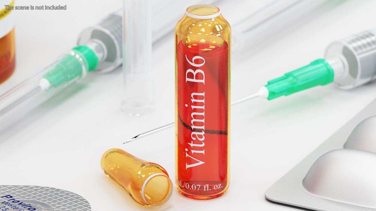 3D model Vitamin B6 2ml Amber Ampoule Opened