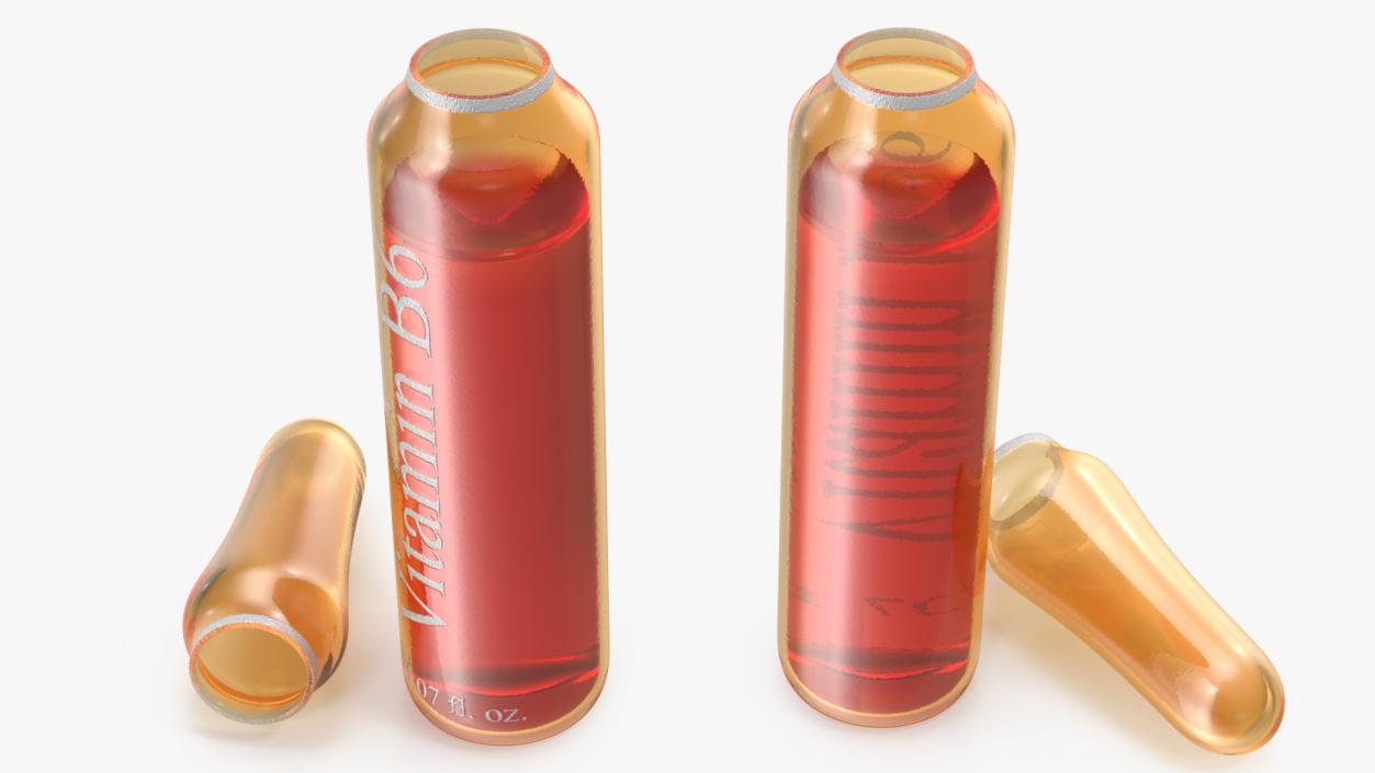 3D model Vitamin B6 2ml Amber Ampoule Opened