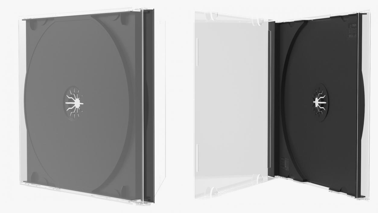 Single Clear CD Jewel Case with Black Tray 3D