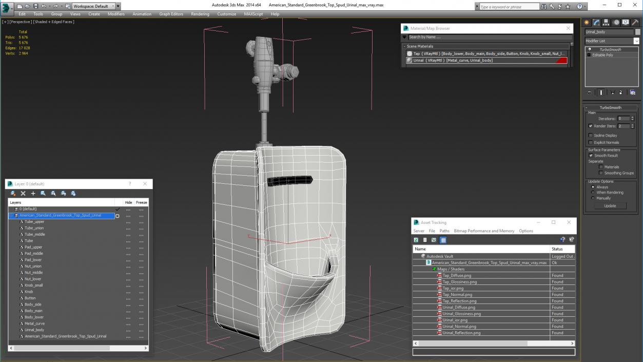 American Standard Greenbrook Top Spud Urinal 3D model