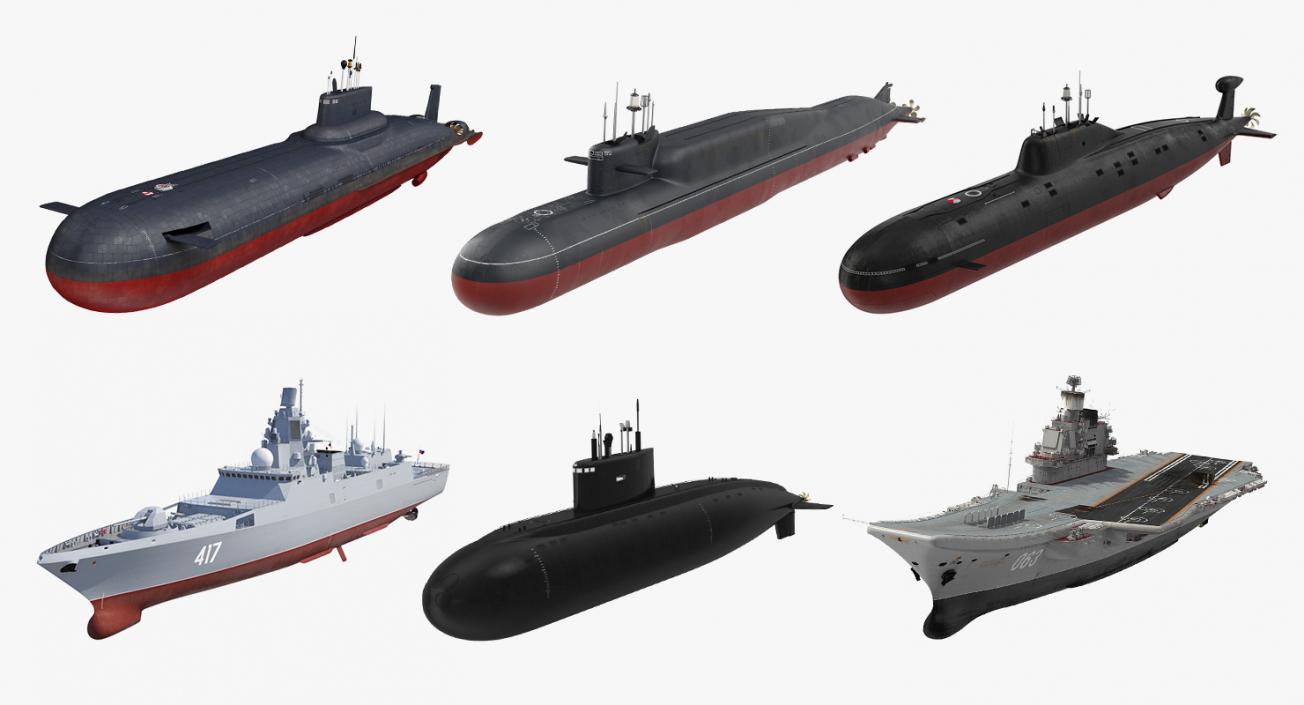 Russian Military Vessels Rigged Collection 3D