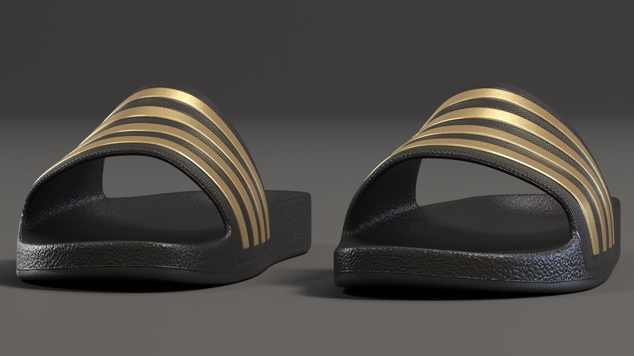 Black Rubber Flip-Flops Slippers 3D