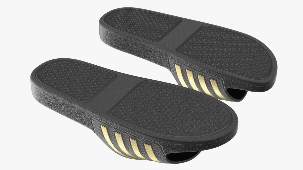 Black Rubber Flip-Flops Slippers 3D