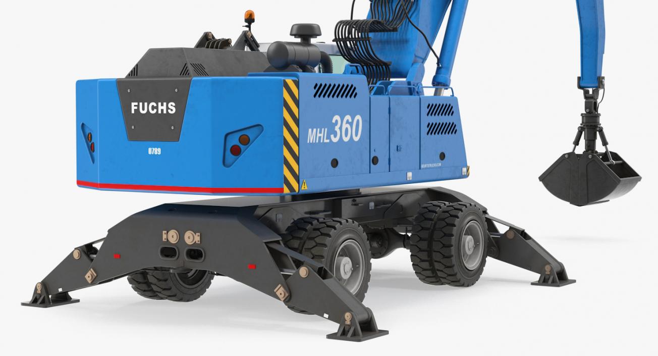 3D Excavator on Wheels Terex Fuchs MHL360 model