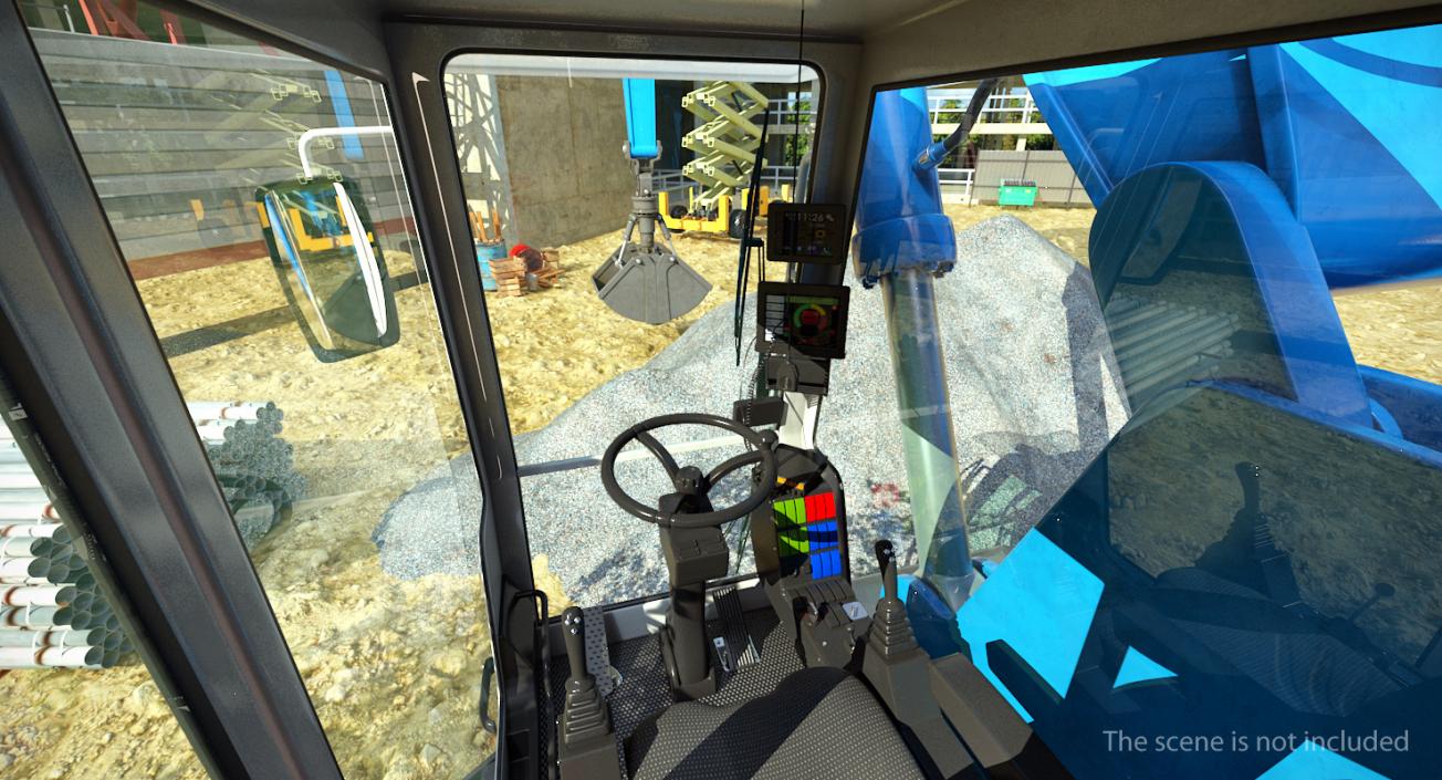 3D Excavator on Wheels Terex Fuchs MHL360 model