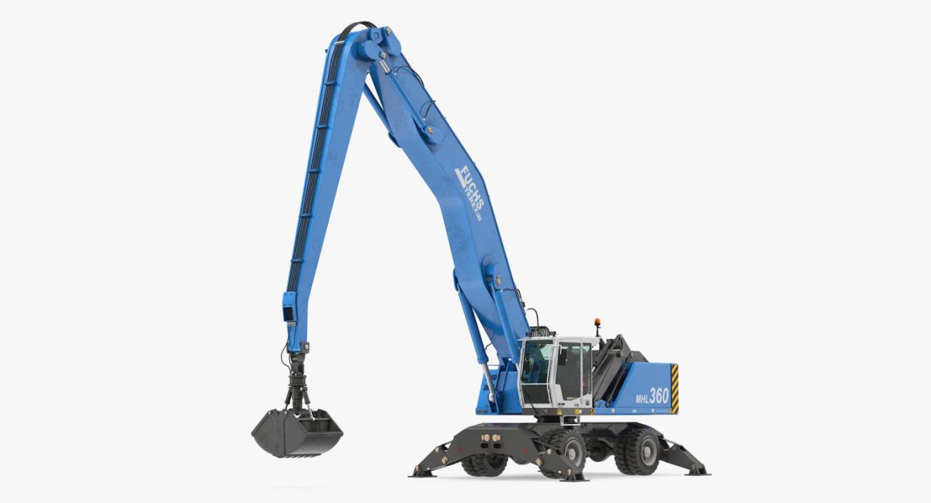 3D Excavator on Wheels Terex Fuchs MHL360 model