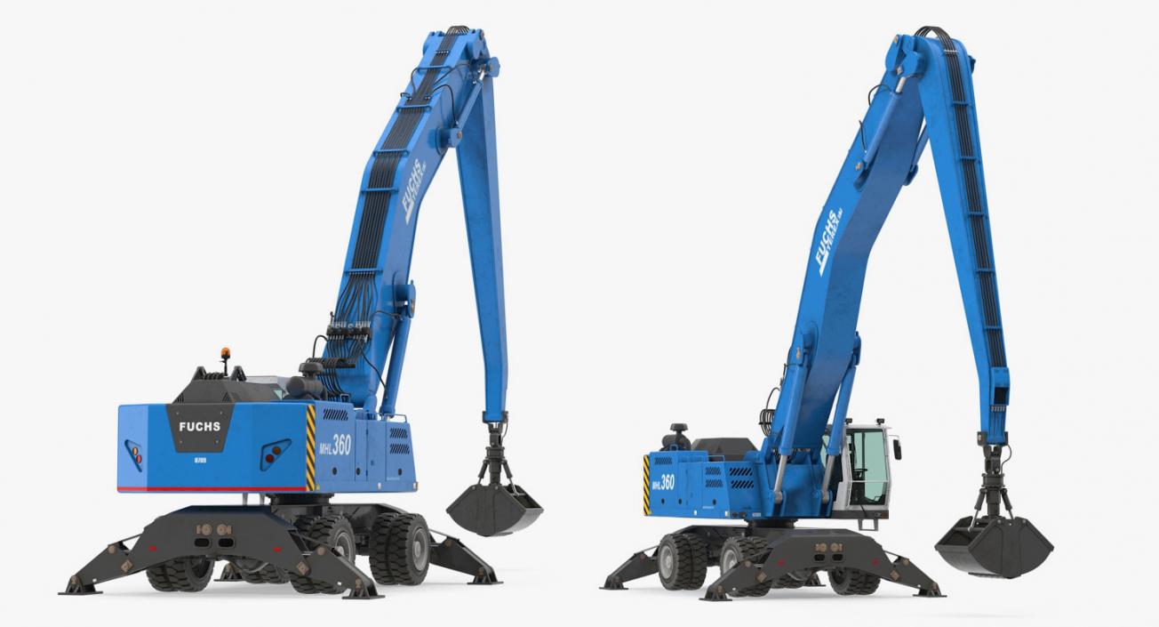 3D Excavator on Wheels Terex Fuchs MHL360 model