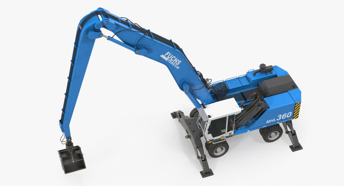 3D Excavator on Wheels Terex Fuchs MHL360 model