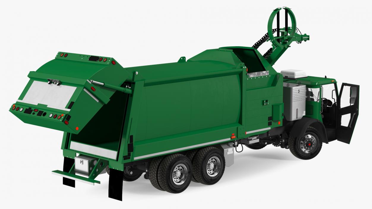 3D Trash Truck Electric Green Rigged model