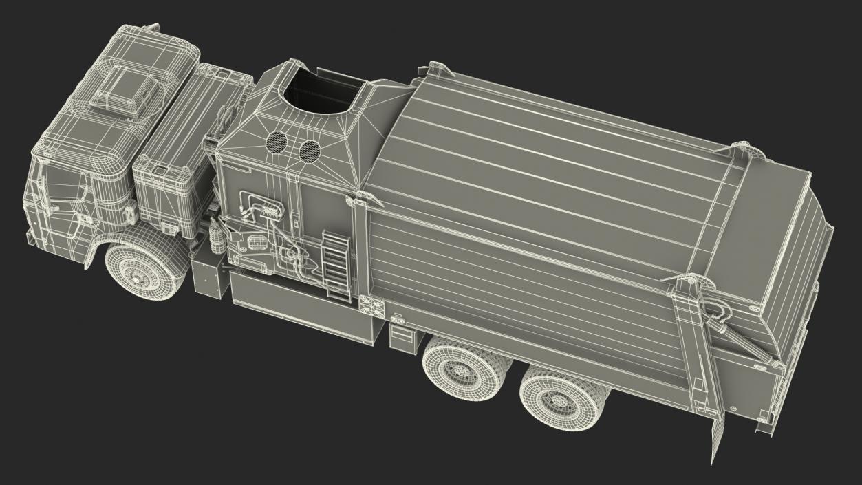 3D Trash Truck Electric Green Rigged model