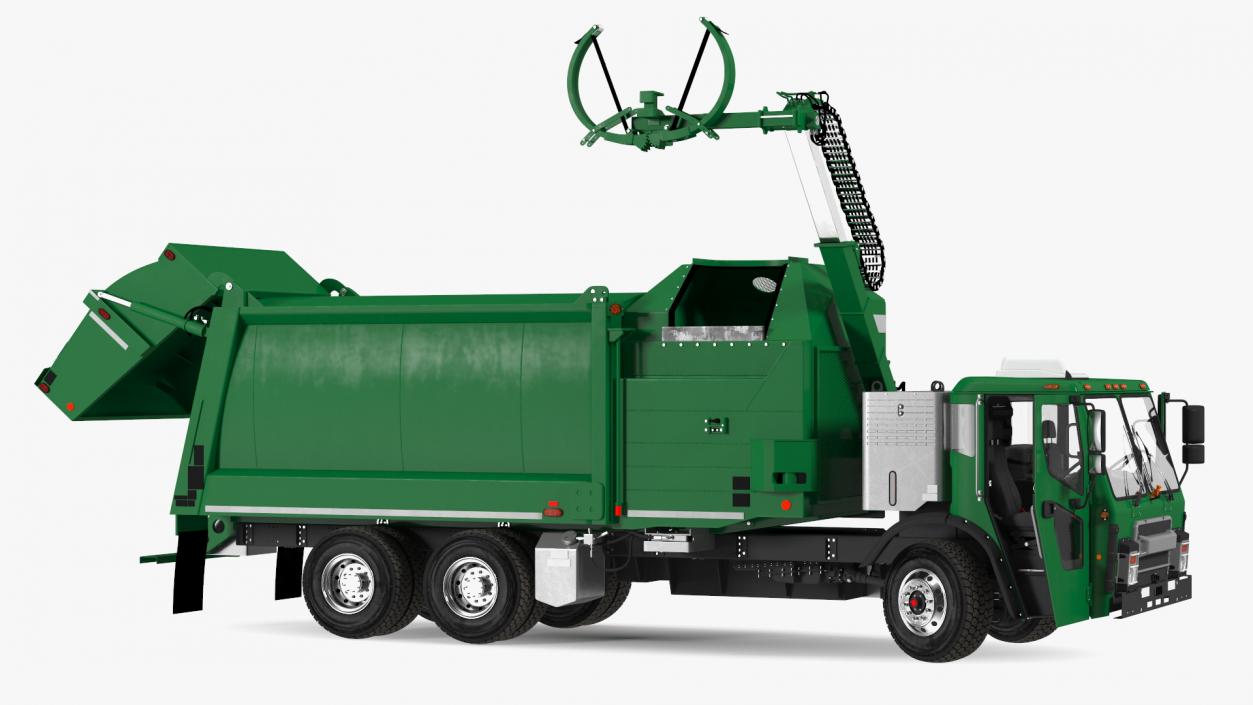 3D Trash Truck Electric Green Rigged model