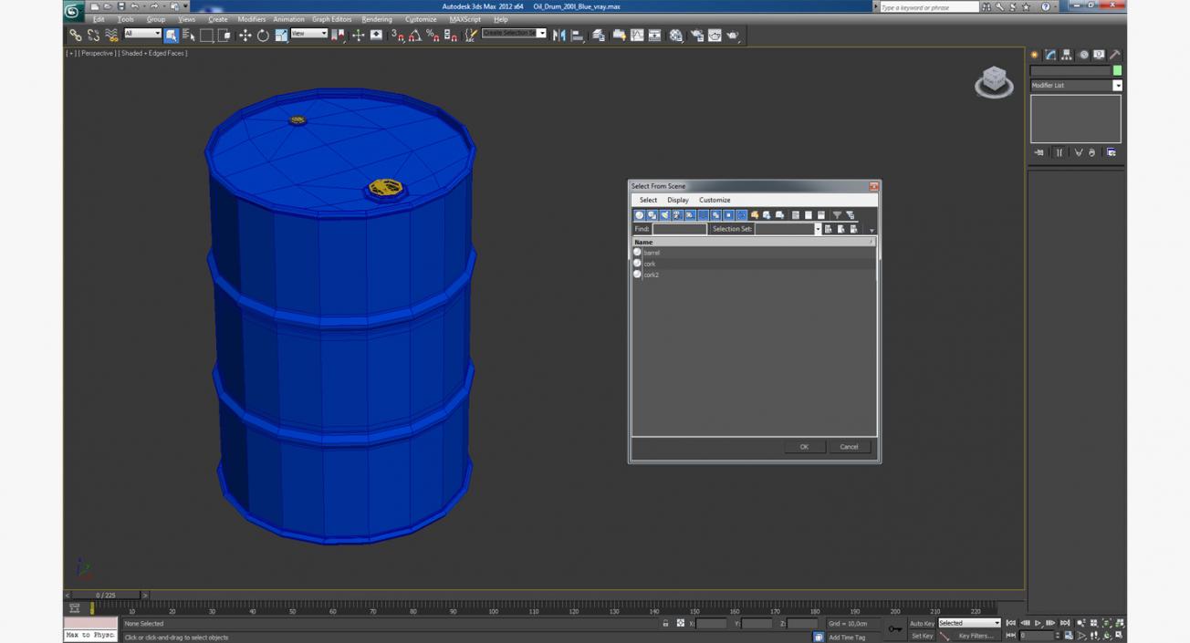 3D Oil Drum 200l Blue model