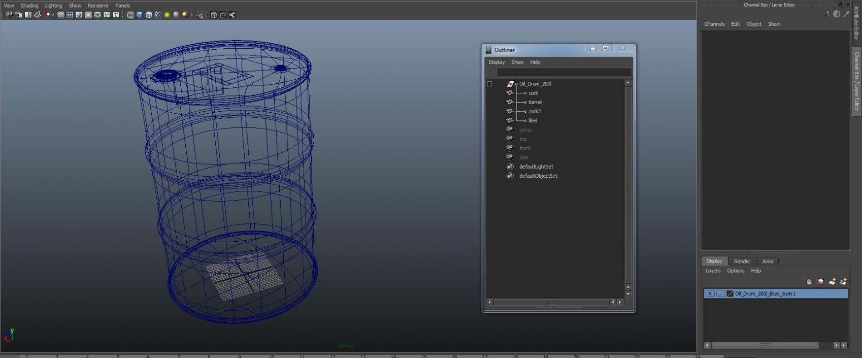 3D Oil Drum 200l Blue model