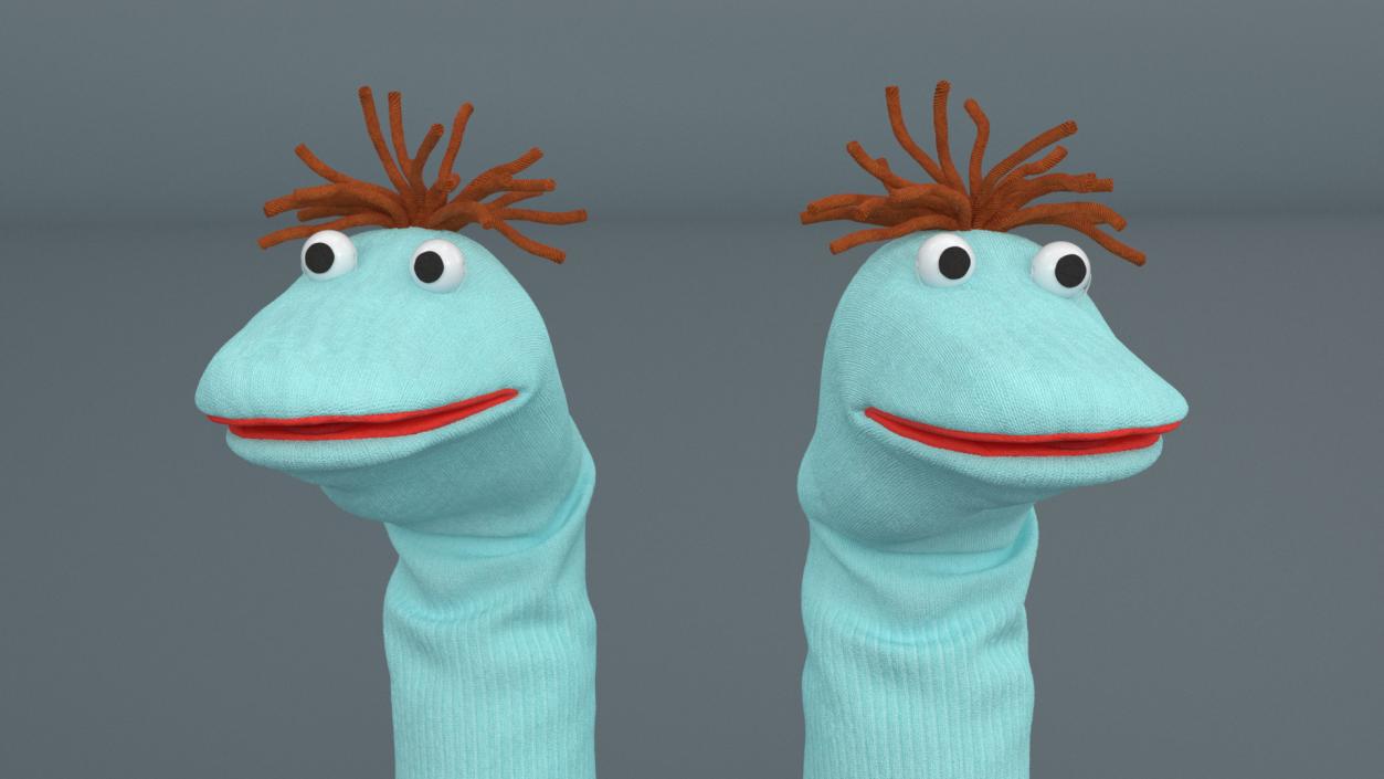 Sock Puppet with Googly Eyes Boy Blue 3D