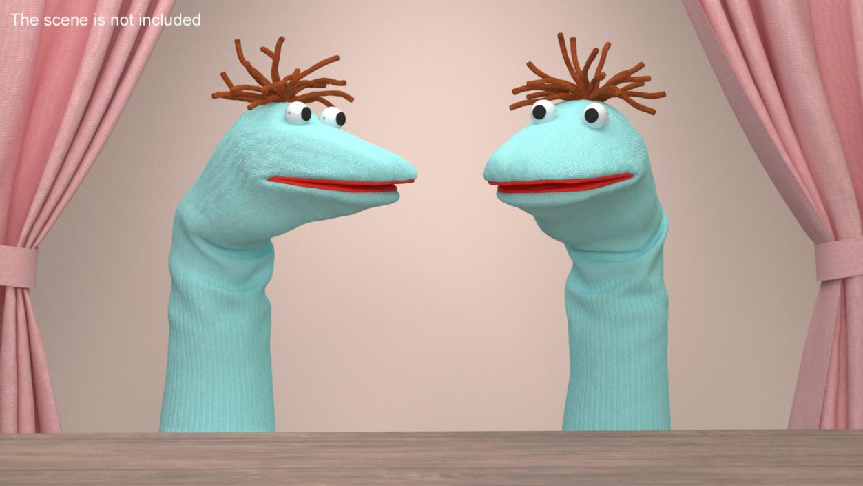 Sock Puppet with Googly Eyes Boy Blue 3D