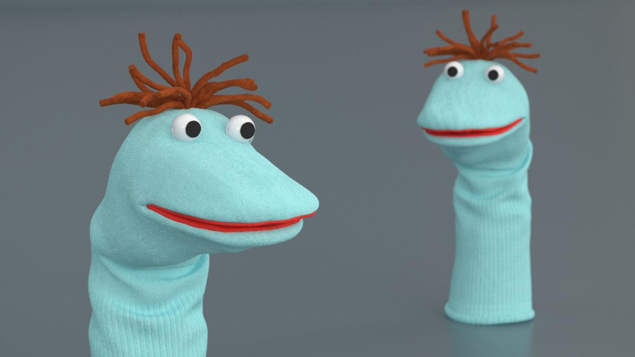 Sock Puppet with Googly Eyes Boy Blue 3D