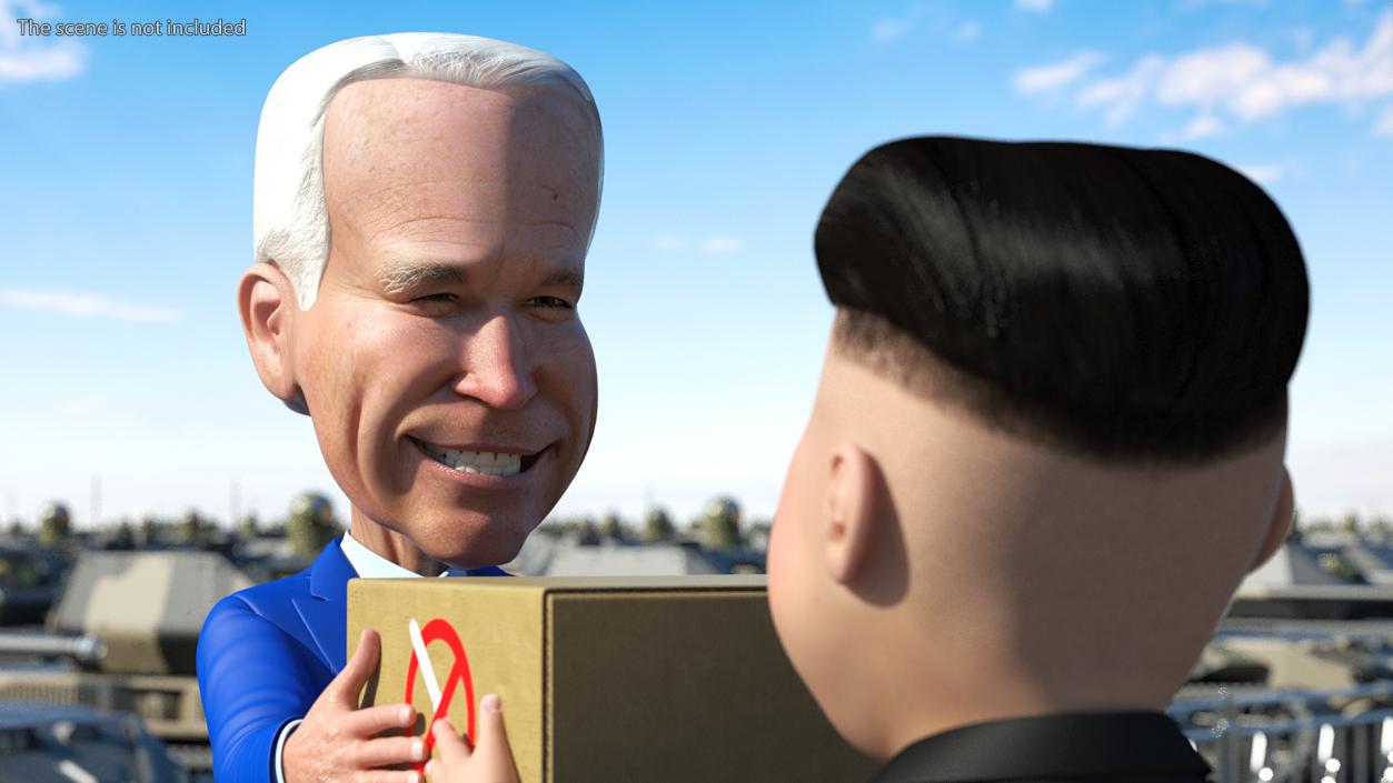 Cartoon Kim Jong Un Joe Biden 3D model