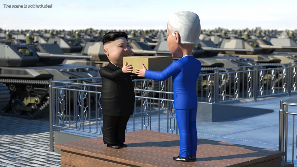 Cartoon Kim Jong Un Joe Biden 3D model