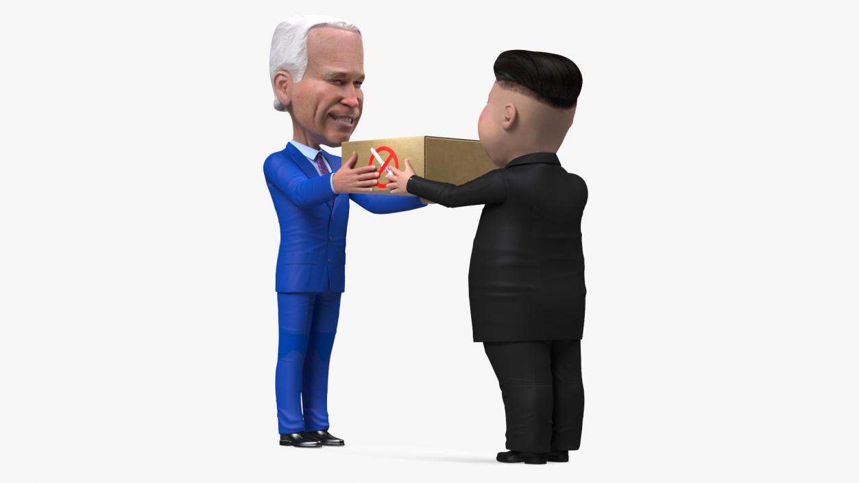 Cartoon Kim Jong Un Joe Biden 3D model