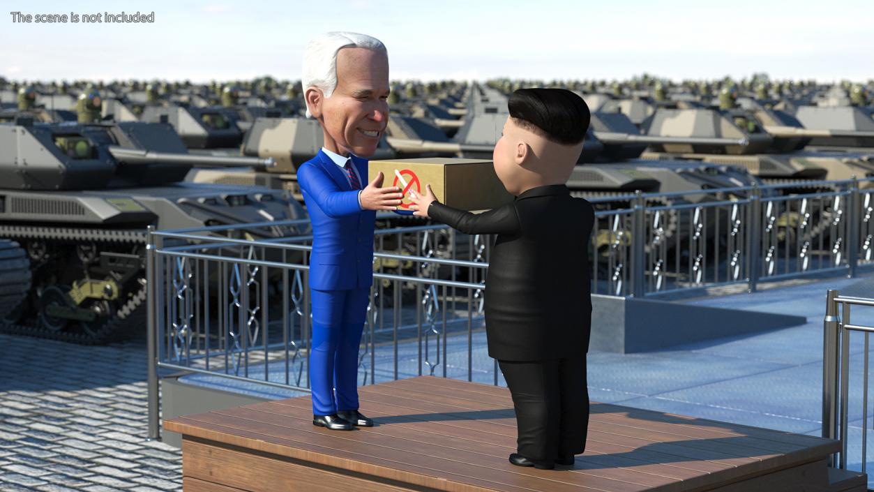 Cartoon Kim Jong Un Joe Biden 3D model