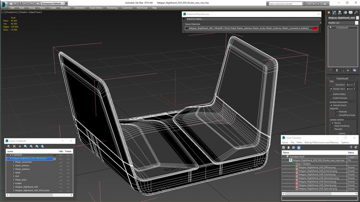 3D Netgear Nighthawk AX8 Wifi Router model