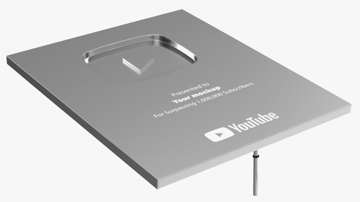 3D Silver Youtube Plaque