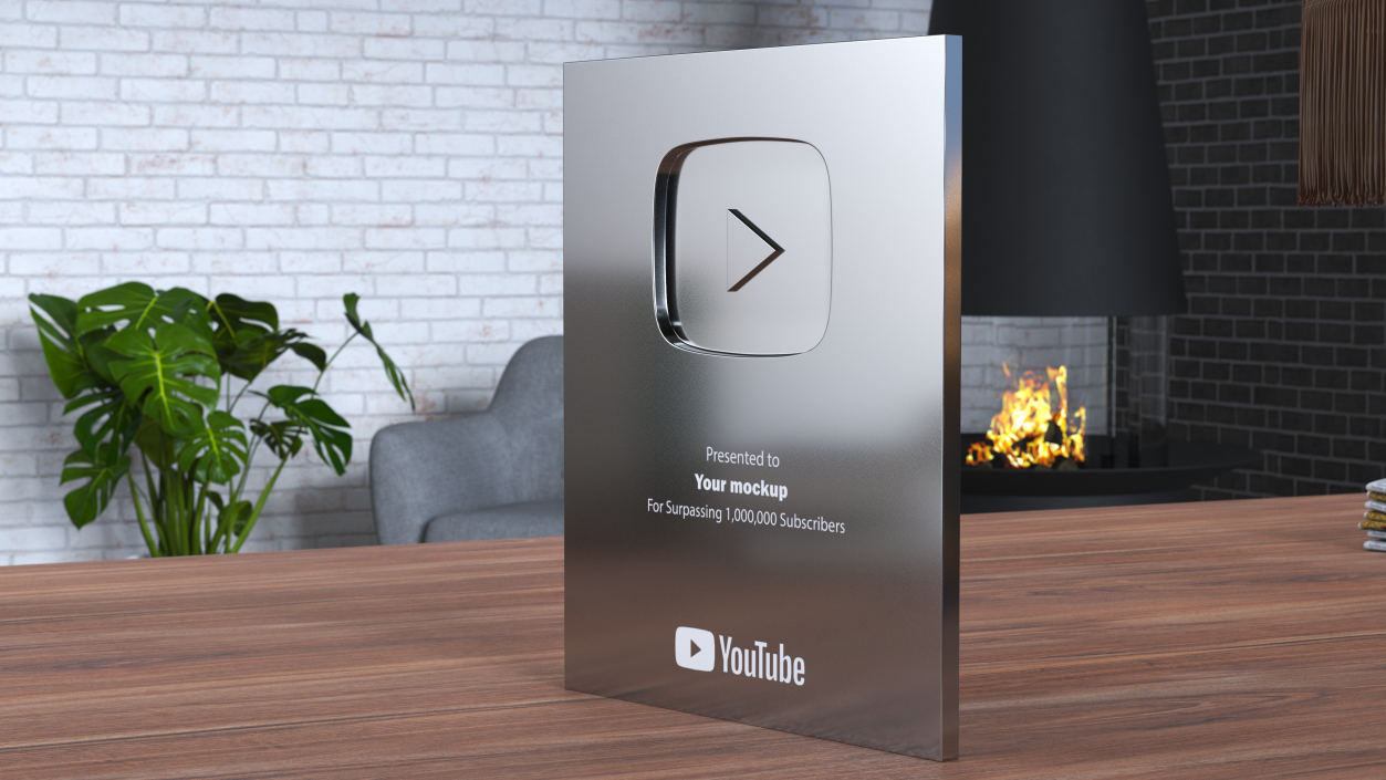 3D Silver Youtube Plaque