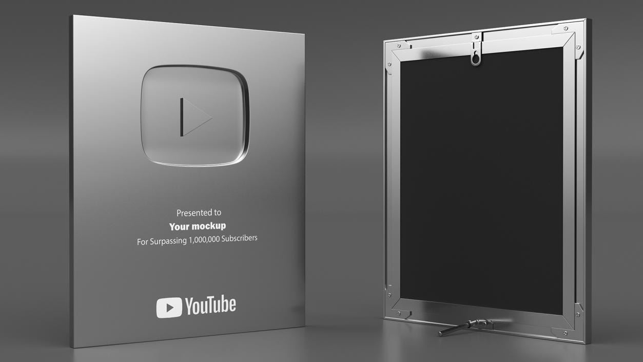 3D Silver Youtube Plaque