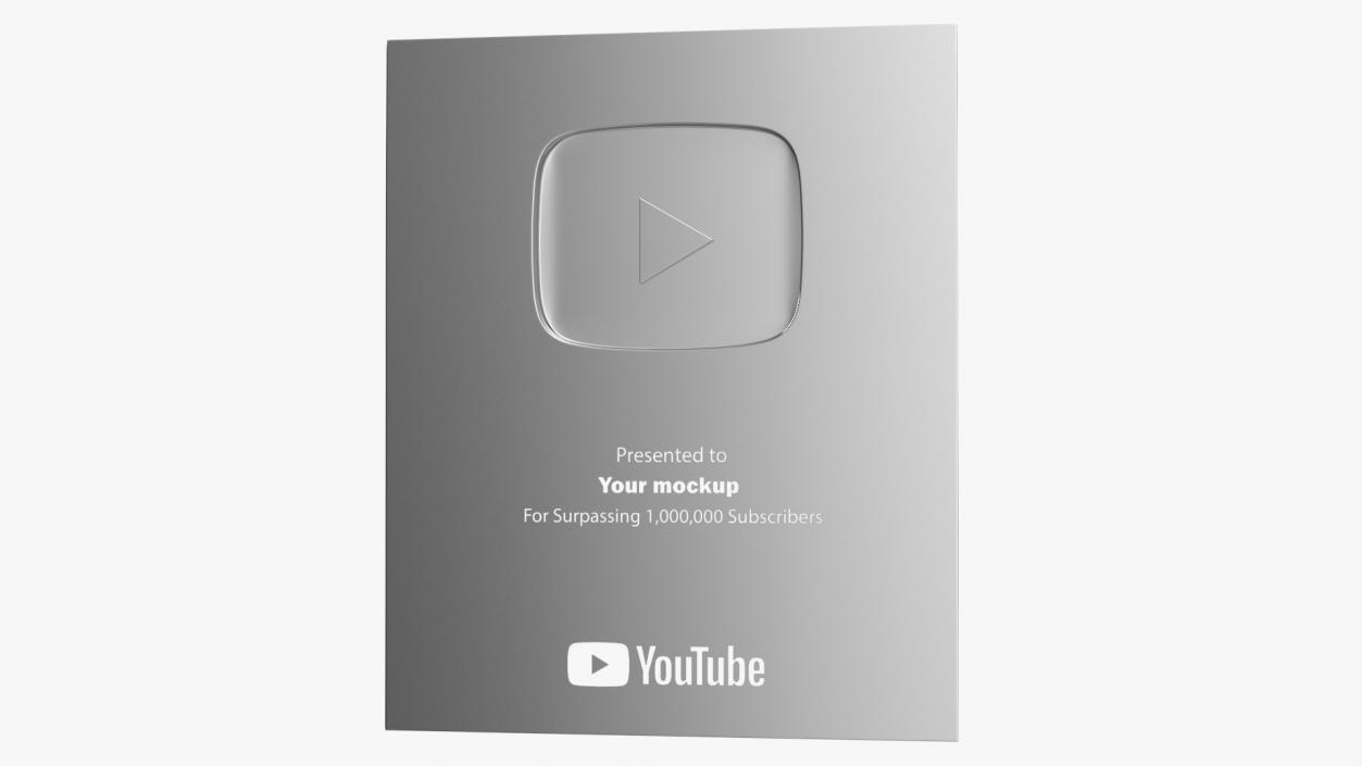 3D Silver Youtube Plaque