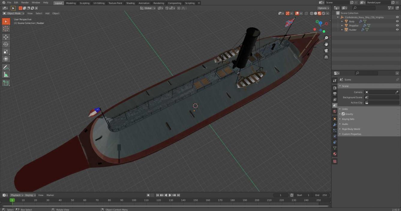 3D Confederate Navy Ship CSS Virginia 2