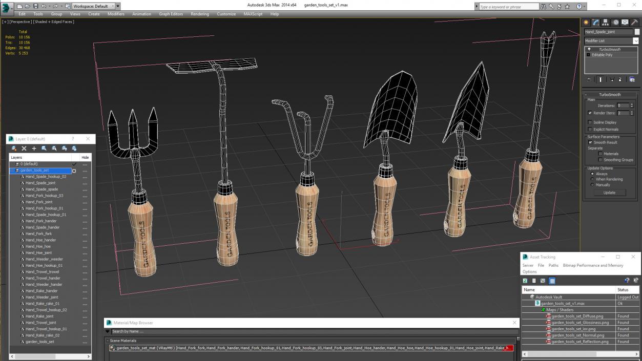 3D Garden Hand Tools Set