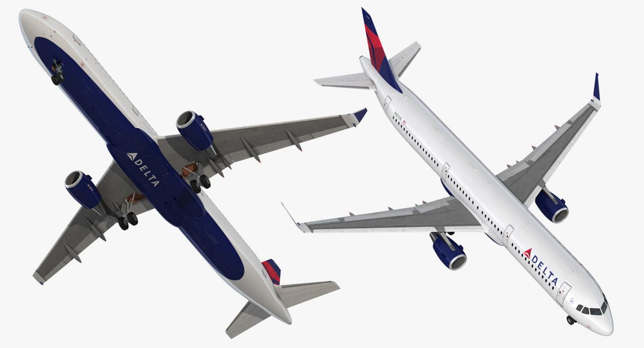 Airbus A321 Delta Airlines with Interior Rigged 3D