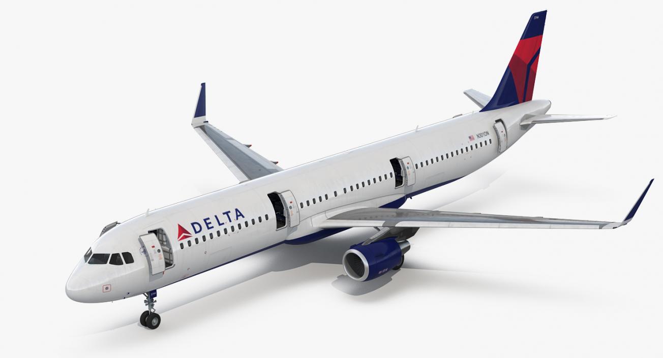 Airbus A321 Delta Airlines with Interior Rigged 3D