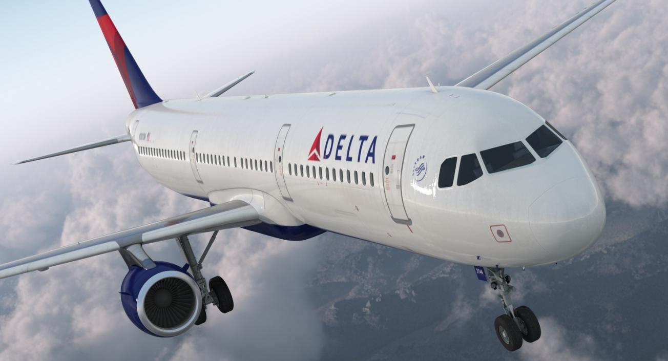 Airbus A321 Delta Airlines with Interior Rigged 3D