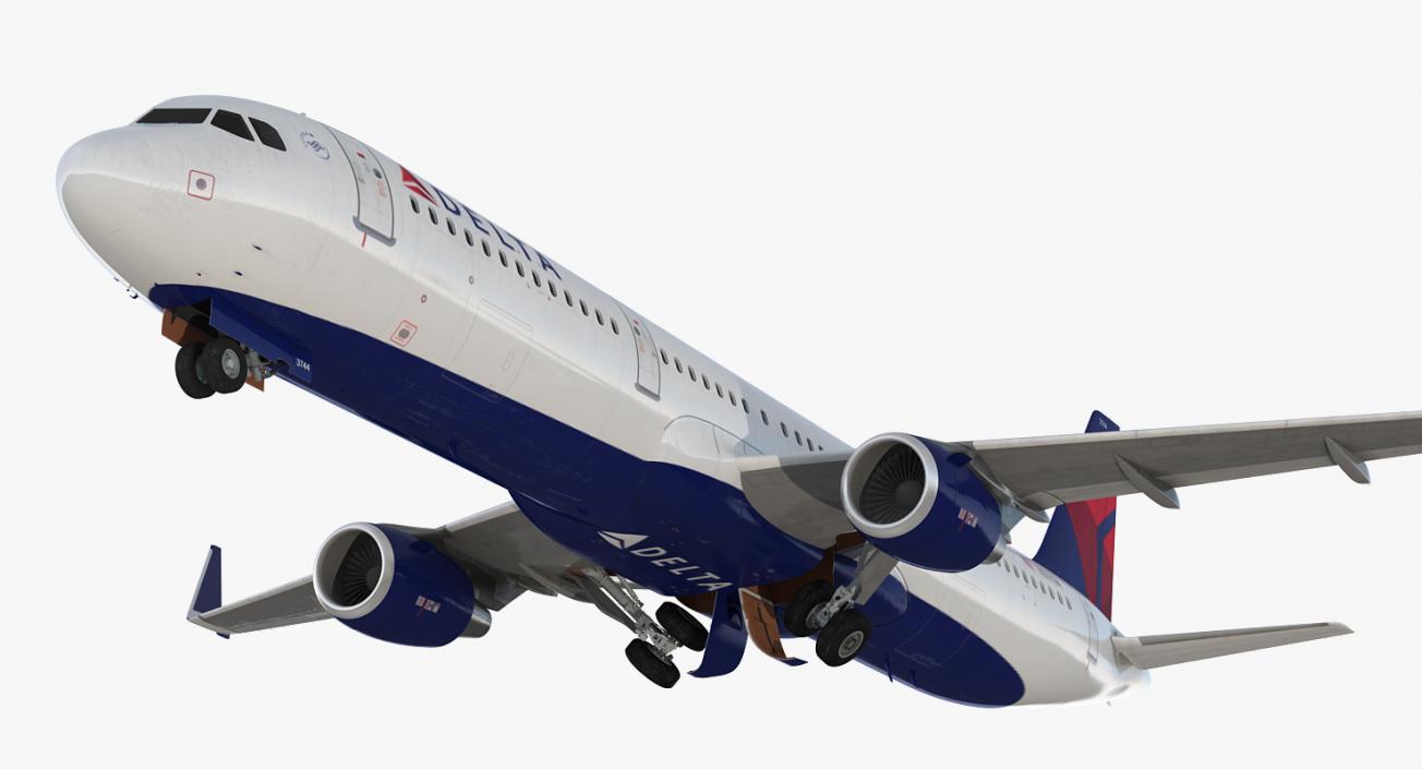 Airbus A321 Delta Airlines with Interior Rigged 3D