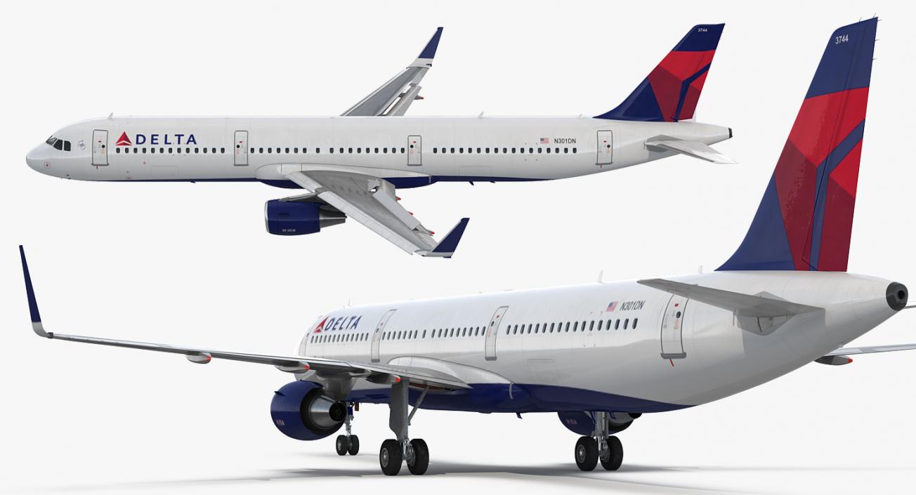 Airbus A321 Delta Airlines with Interior Rigged 3D