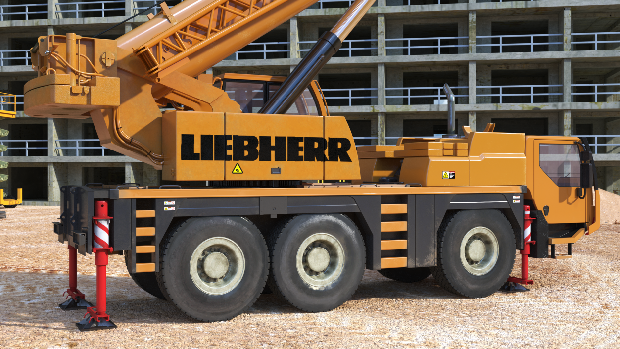 3D Compact Crane Liebherr with Concrete Wall