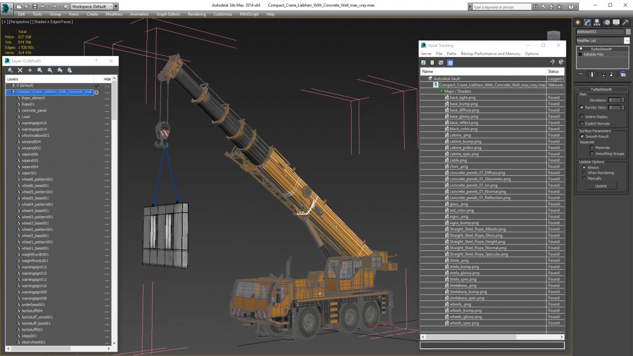 3D Compact Crane Liebherr with Concrete Wall