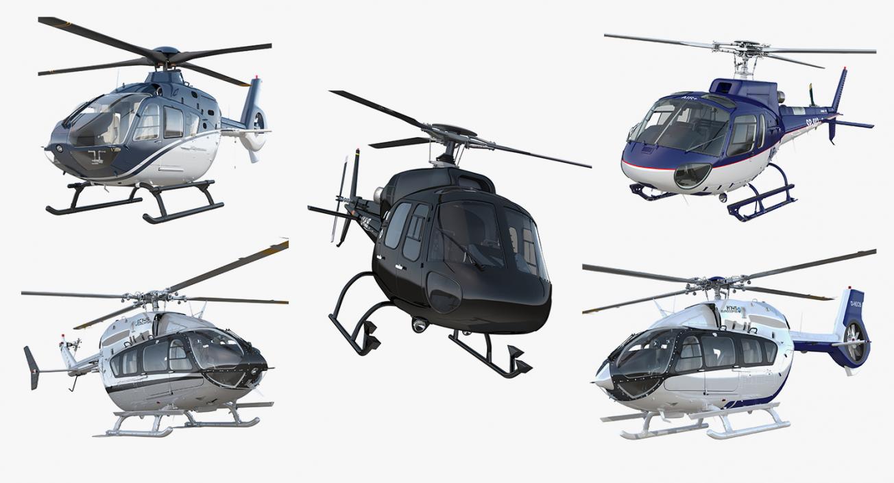 Civil Eurocopter Helicopters Collection 3D model