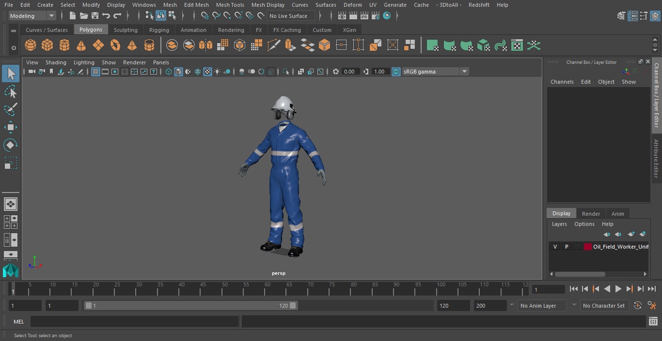 Oil Field Worker Uniform 3D model