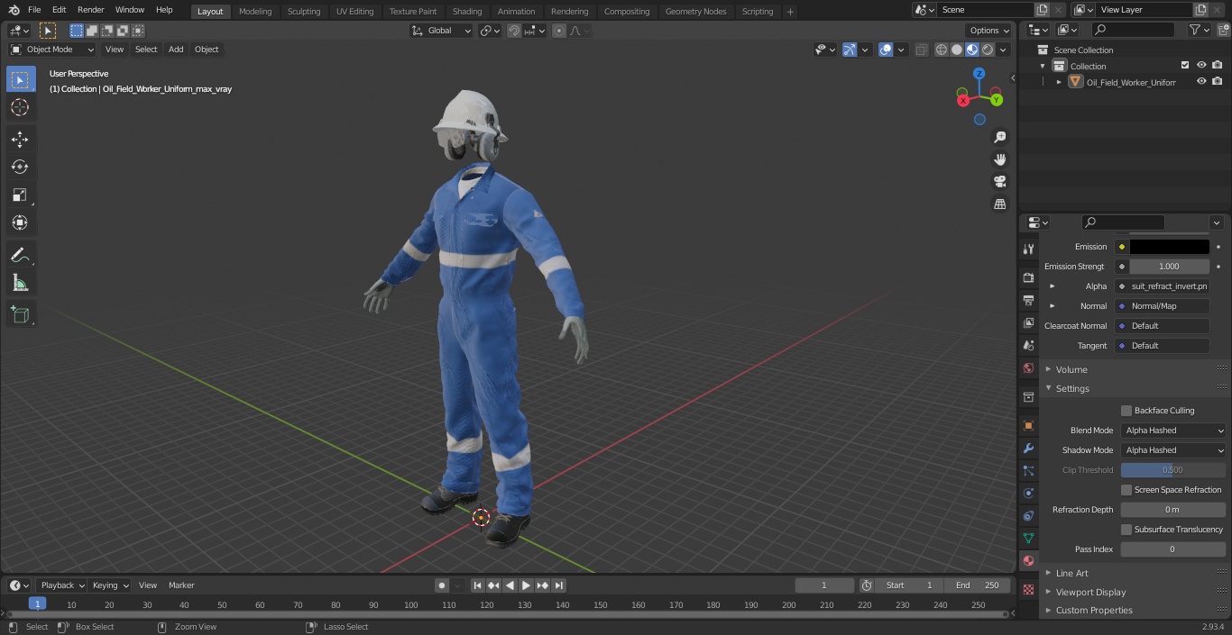 Oil Field Worker Uniform 3D model