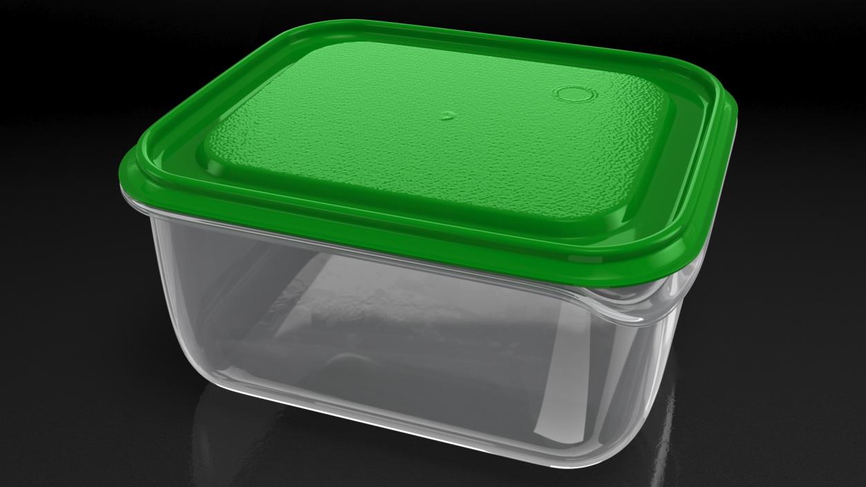 3D Transparent Rectangular Plastic Food Container