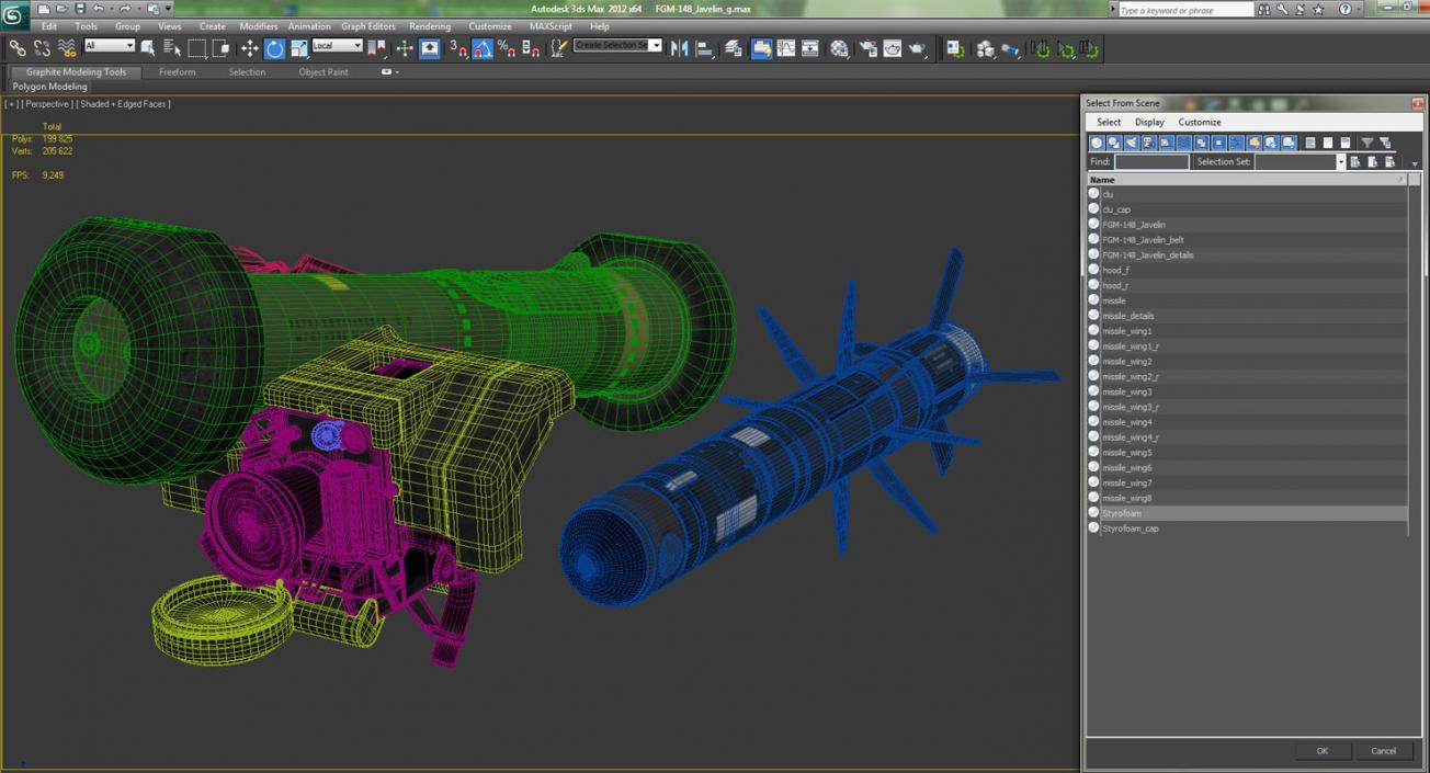 Anti Tank Missile FGM-148 Javelin Set Rigged 3D model